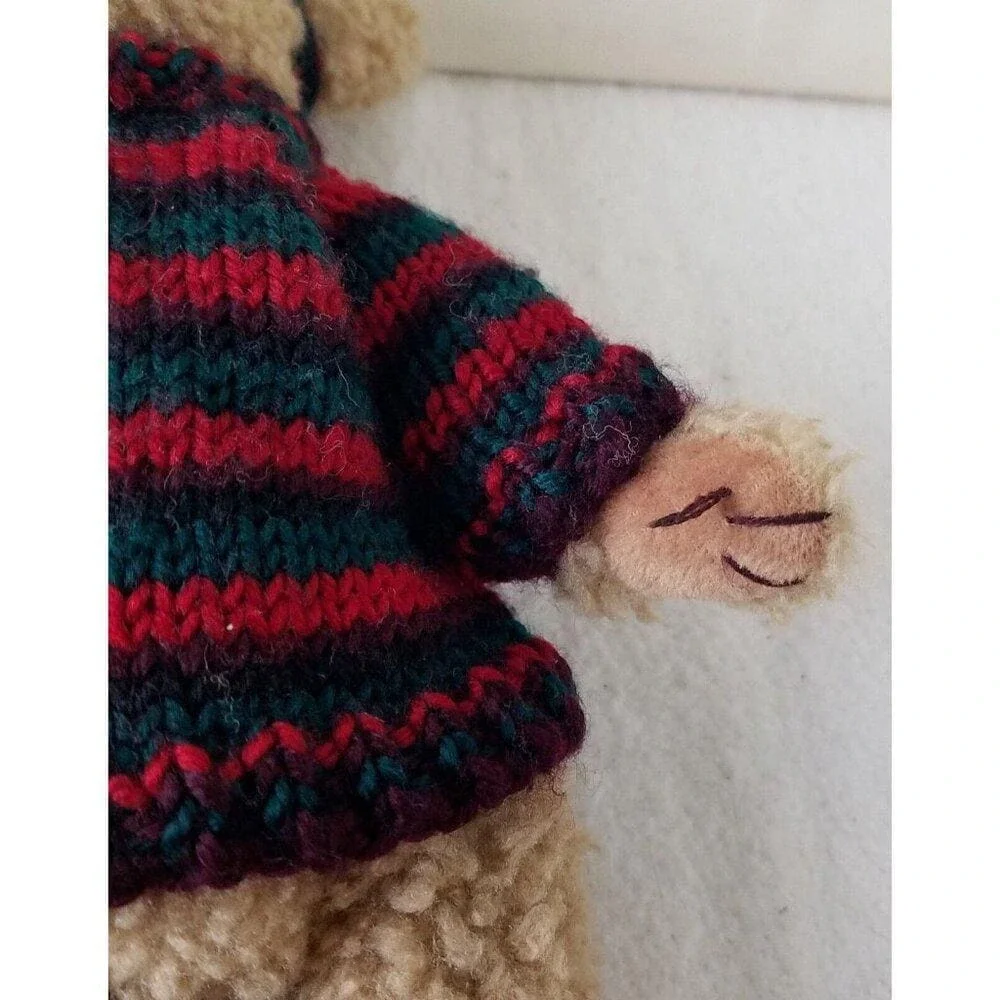Stichler blonde bear plush‎ with multicolored sweater headband jointed legs